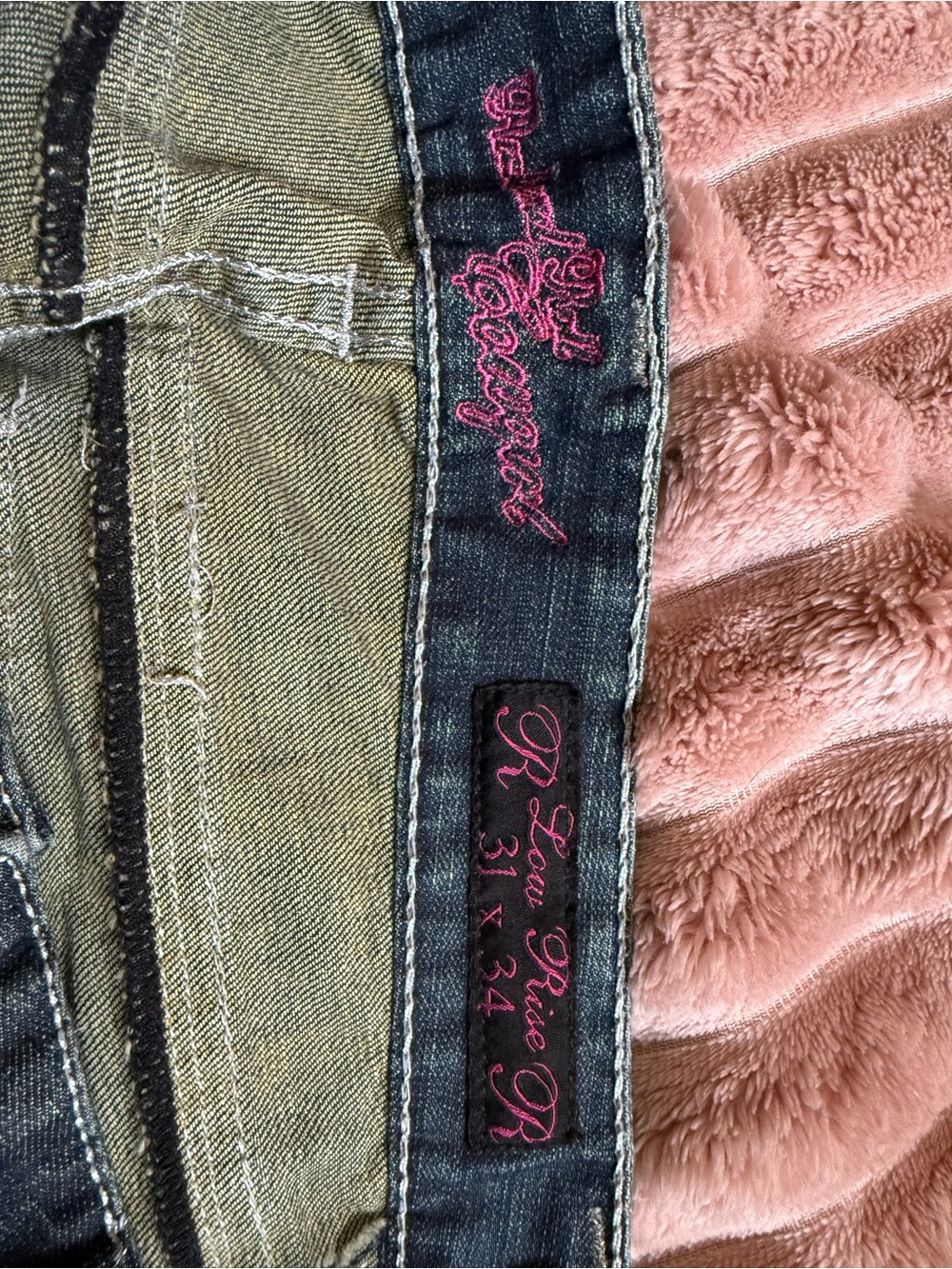 Rock & Roll Cowgirl Dark Blue Jeans with Pink Embroidery